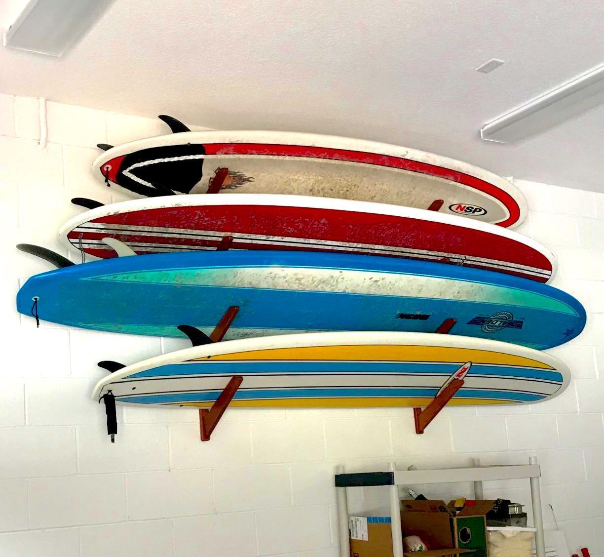 Surfboard Wall Rack - 4 surfboard storage rack - Wooden Quad by Spire ...